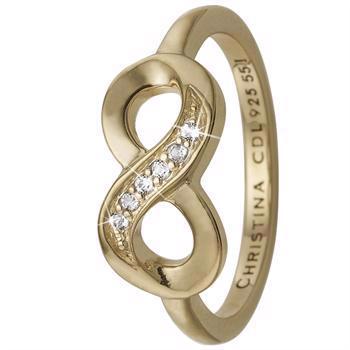 Christina Collect silver plated Eternity beautiful silver plated ring with eternity sign and 6 genuine white topazes, ring sizes from 49-61